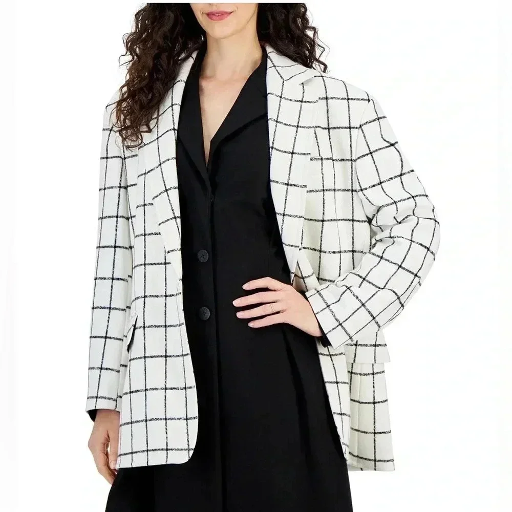 Hugo Boss Windowpane Check Oversized Blazer, size 14 - Picture 6 of 9